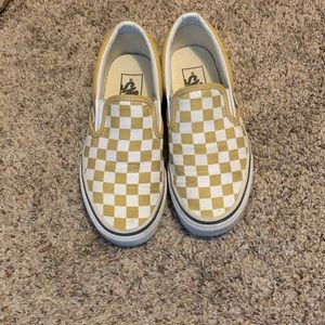 Vans yellow checkerboard classic slip on